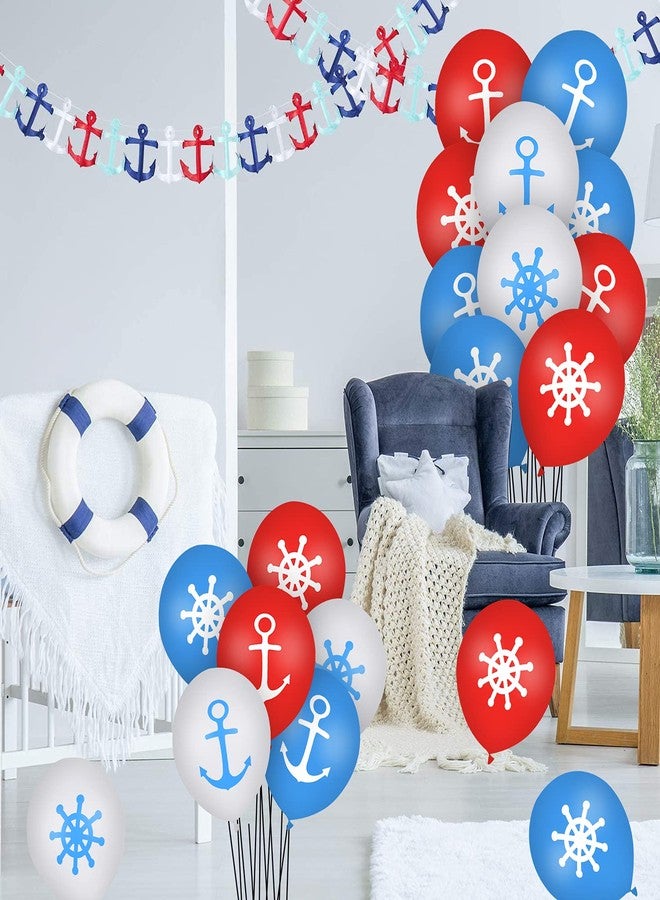 Lecpeting 30 Pcs Nautical Balloons Nautical Birthday Decoration Balloons 12 Inches Anchors Wheel Balloon for Navigation Themed Birthday Baby Shower Party Supplies - Image 5